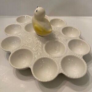 Vintage California Pottery Chick Bird Deviled Egg Platter